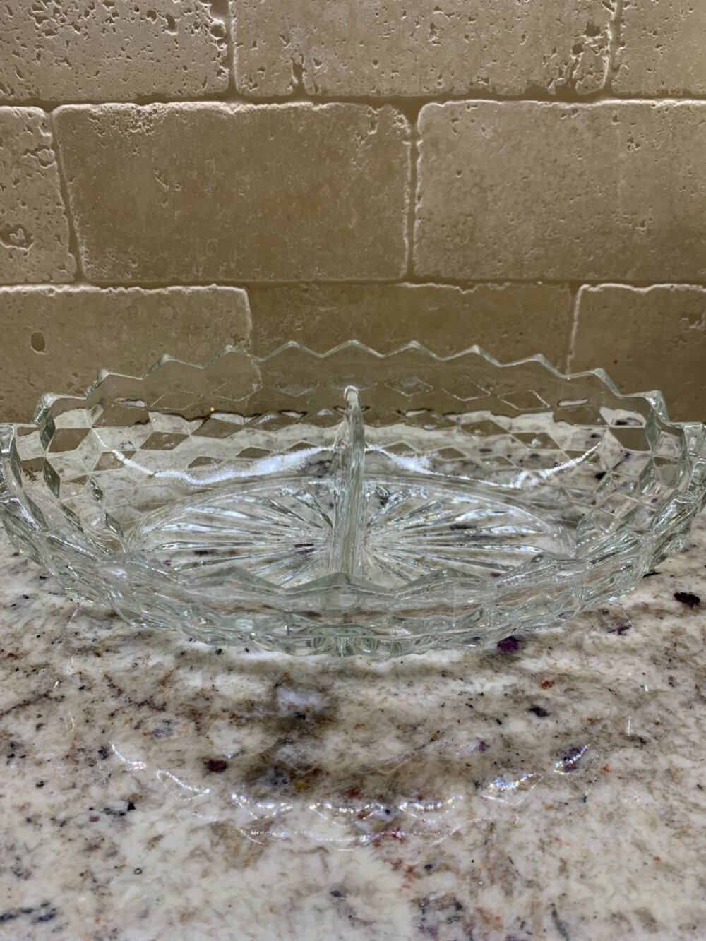Vintage Fostoria American 2-part divided oval relish dish